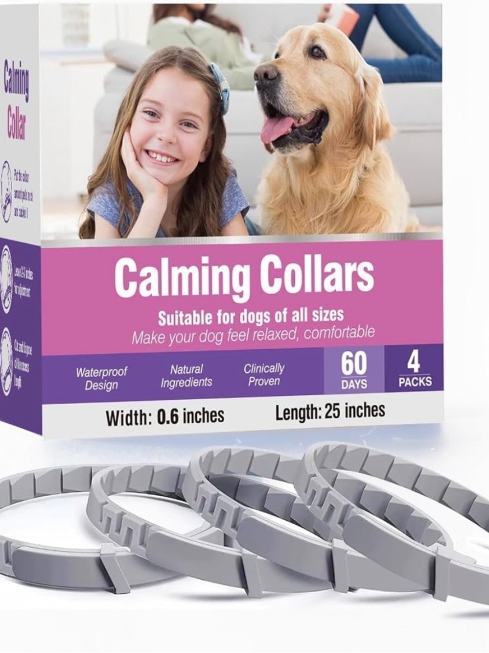 Calming Collar for Dogs 4 Packs Dog Pheromone Calm Collars Relief Anxiety Stress